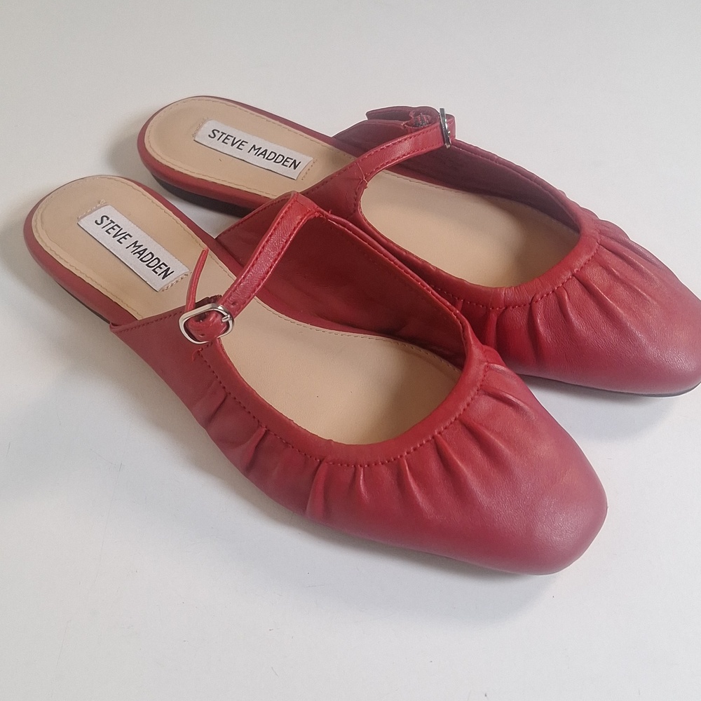 Steve Madden Gisele Red Leather Mary Jane Mules Size 8